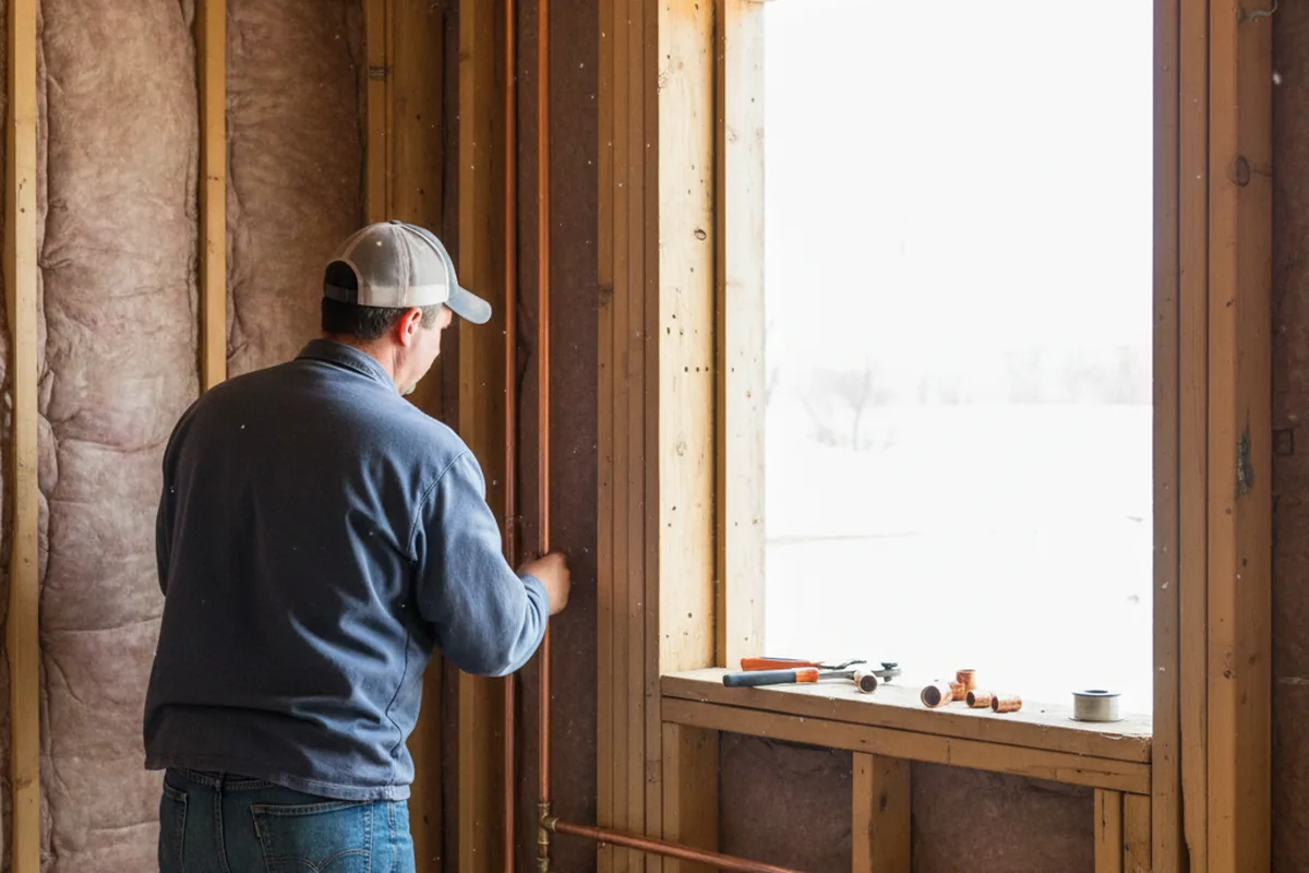 Licensed plumber running new copper supply lines in a Eugene home