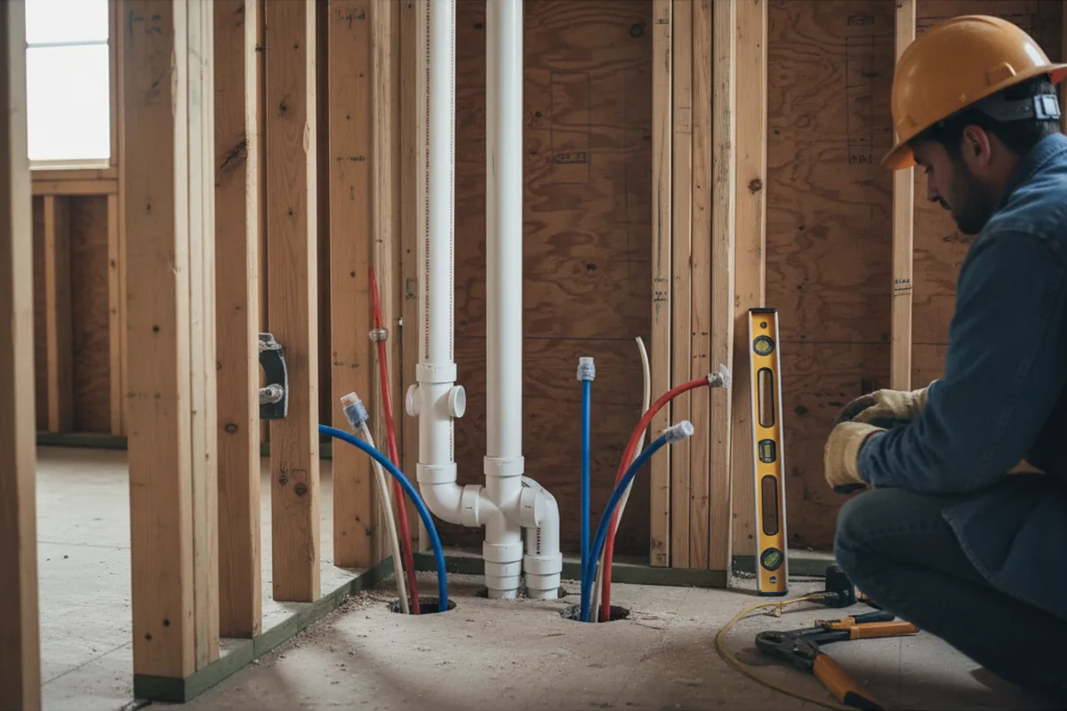 Drain and supply rough-in during Leak Detection in Eugene