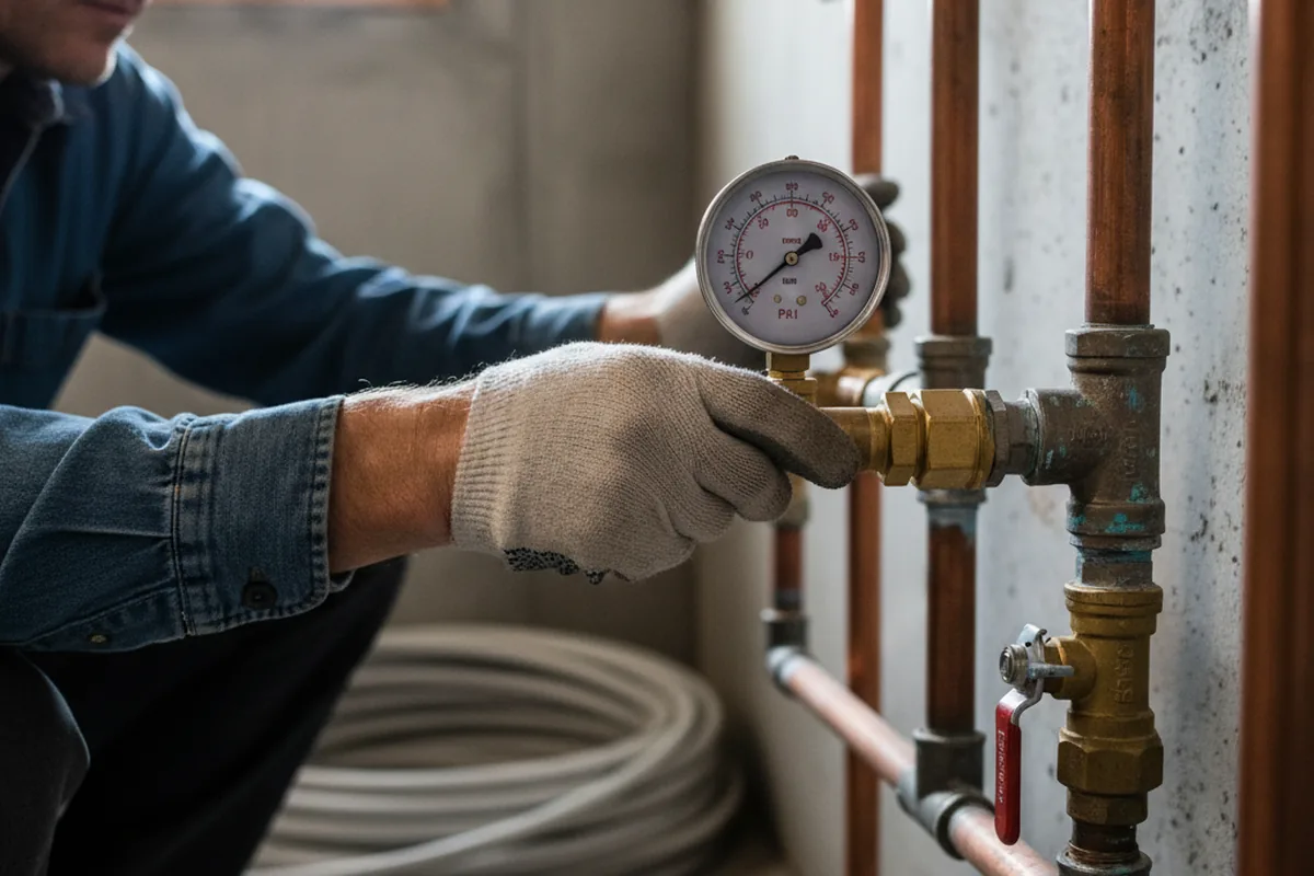 Pressure testing a repaired line during Water Line Repair in Eugene